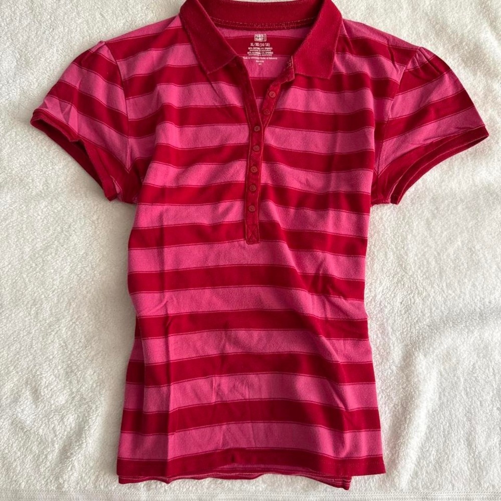 Pink & red striped collar shirt